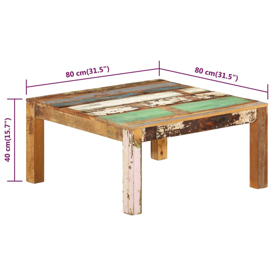 Salontafel 80 x 80 x 40 cm massief gerecycled hout