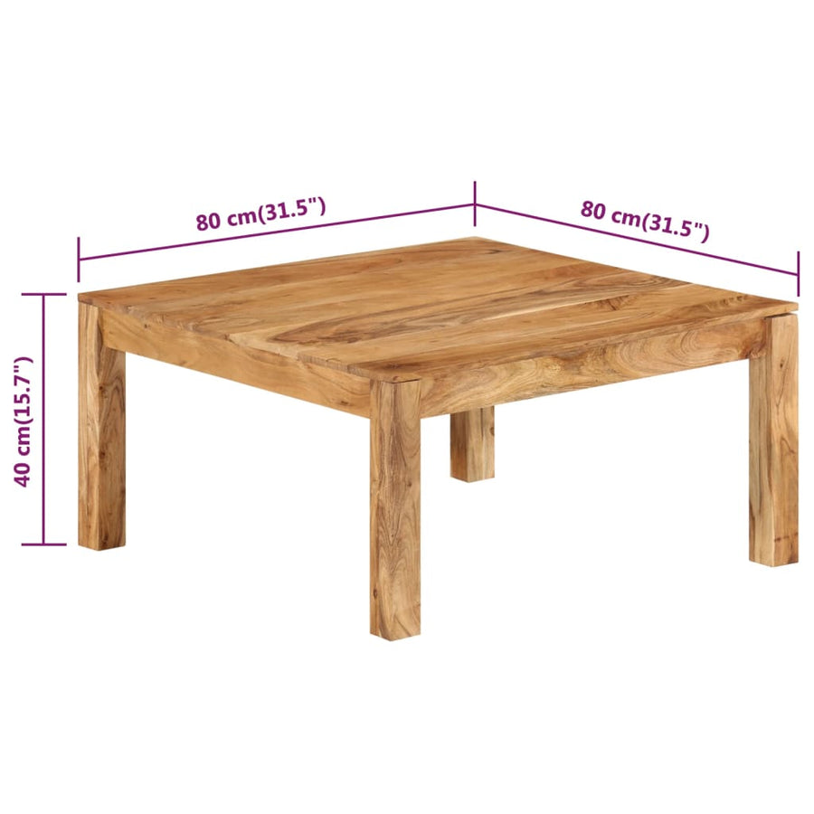 Salontafel 80 x 80 x 40 cm Massief acaciahout