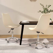Dining chairs 2 pcs swivel fabric cream