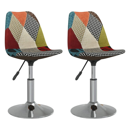 Eetkamerstoelen draaibaar 2 st patchwork stof