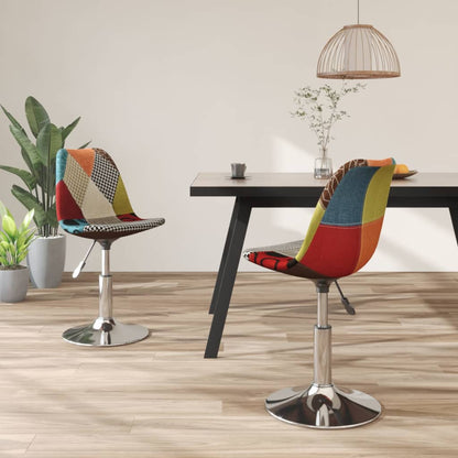 Eetkamerstoelen draaibaar 2 st patchwork stof