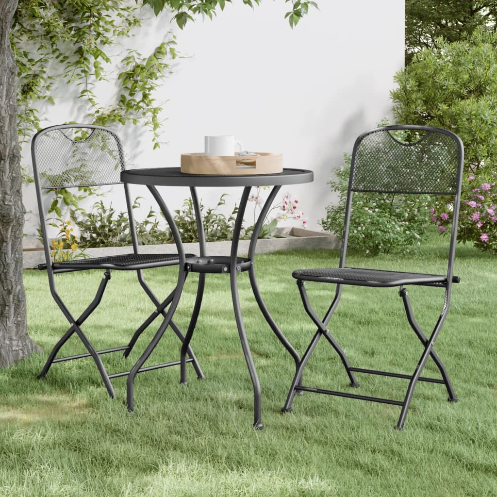 Tuinstoelen Inklapbaar Metaalgaas Antracietkleurig 2