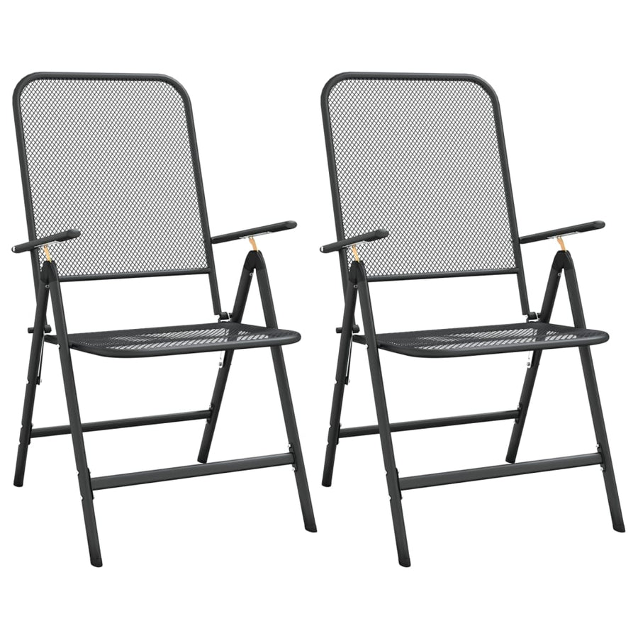 Tuinstoelen Inklapbaar Metaalgaas Antracietkleurig 2