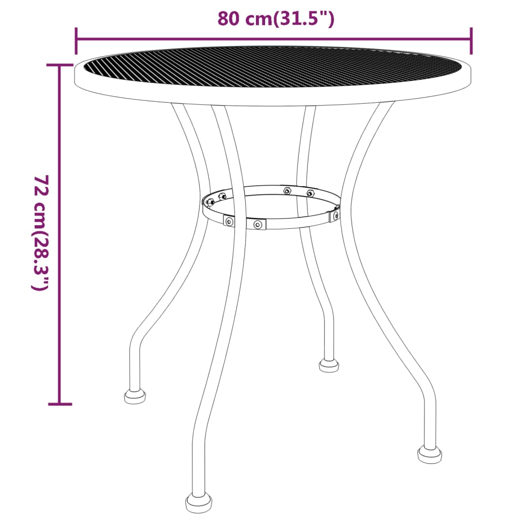 Tuintafel Ø80X72 Cm Metaalgaas Antracietkleurig Ø 80 x 72 cm