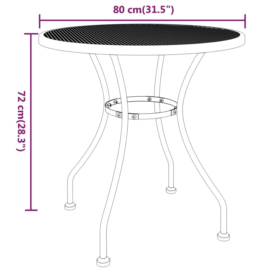 Tuintafel Ø80X72 Cm Metaalgaas Antracietkleurig Ø 80 x 72 cm