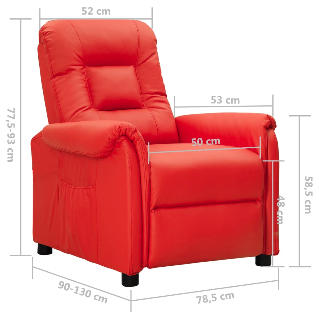 Fauteuil verstelbaar kunstleer rood