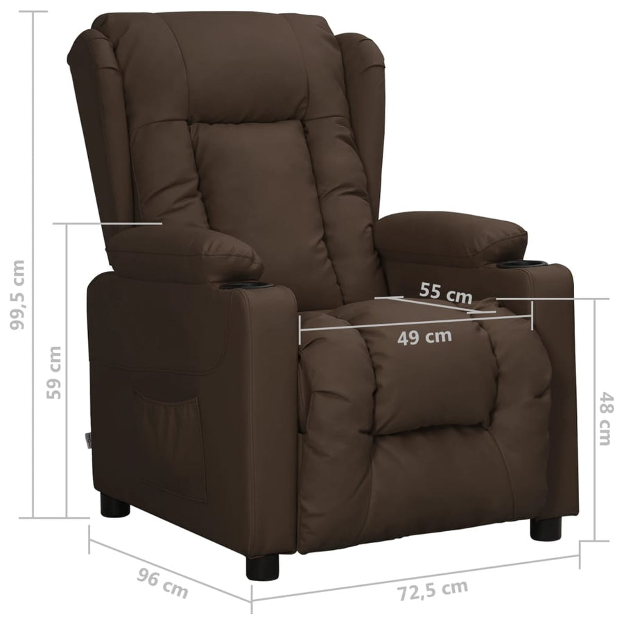 Fauteuil verstelbaar kunstleer bruin