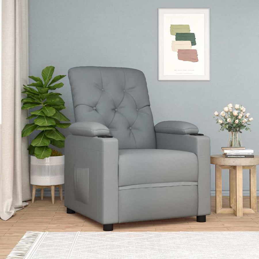 Fauteuil verstelbaar stof lichtgrijs