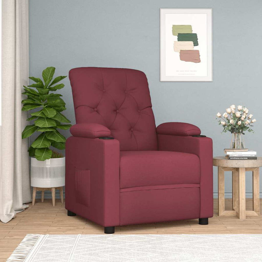 Fauteuil verstelbaar stof wijnrood