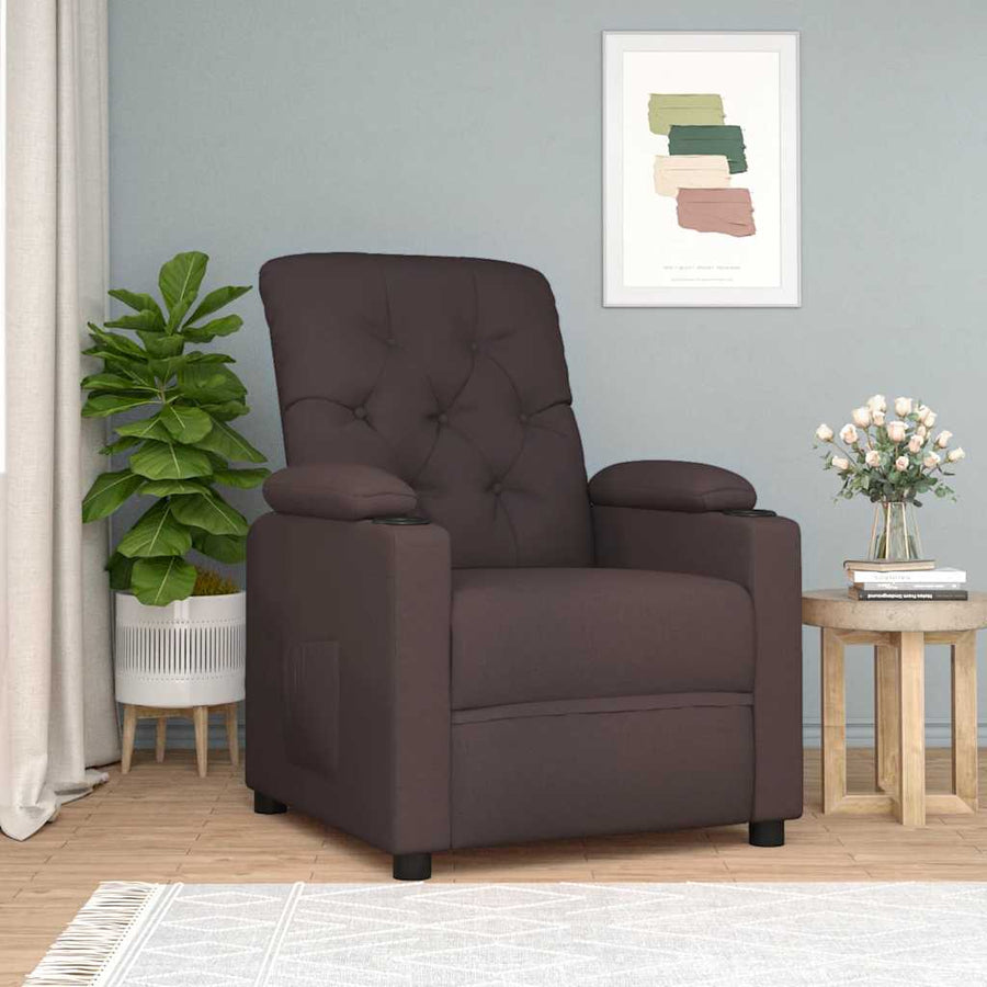 Fauteuil verstelbaar stof donkerbruin