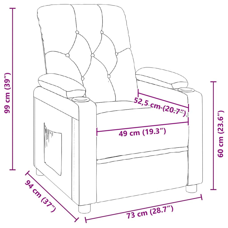 Fauteuil verstelbaar stof taupe