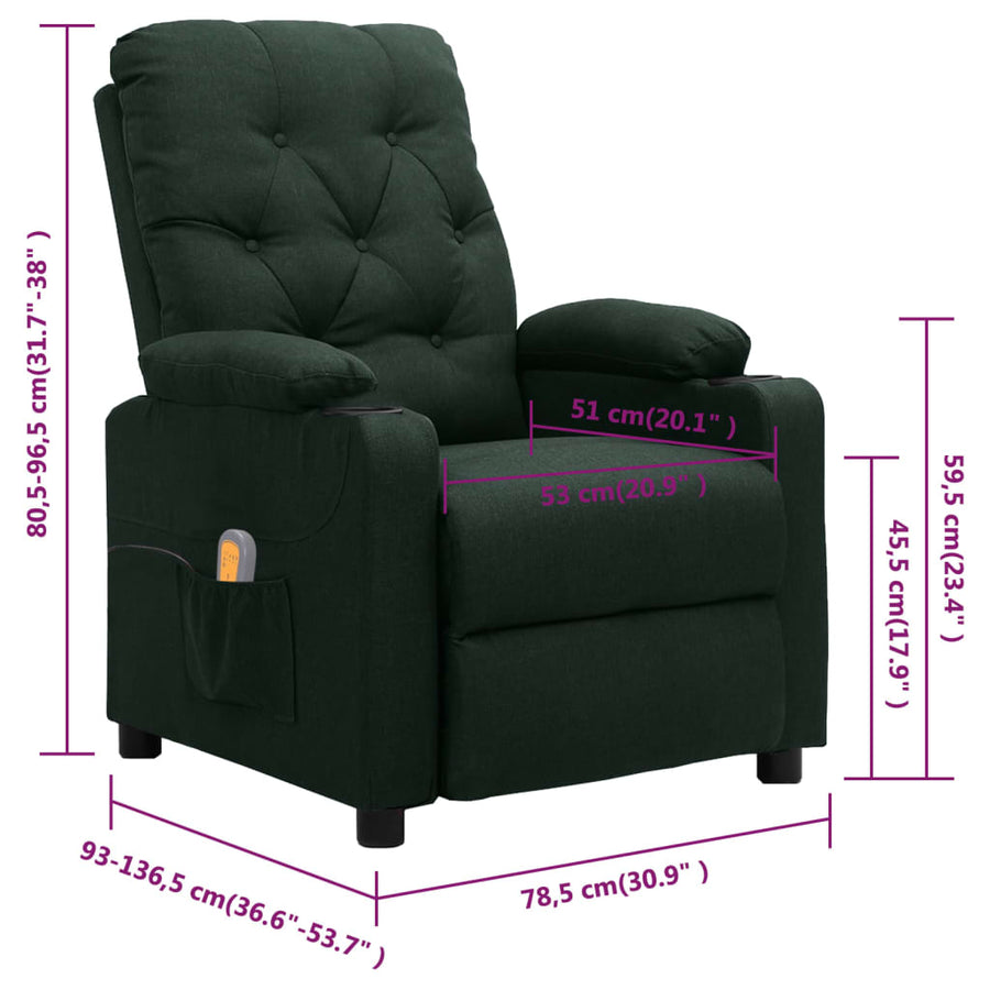 Massagestoel stof donkergroen