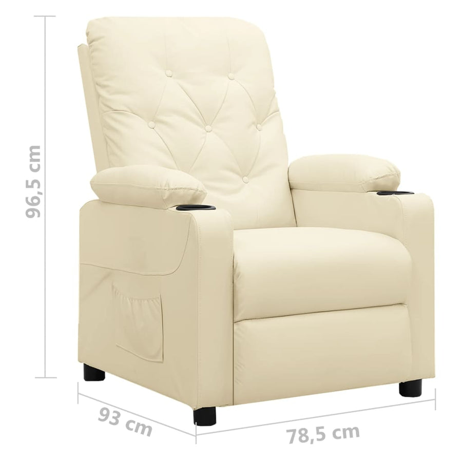 Fauteuil verstelbaar kunstleer crèmekleurig