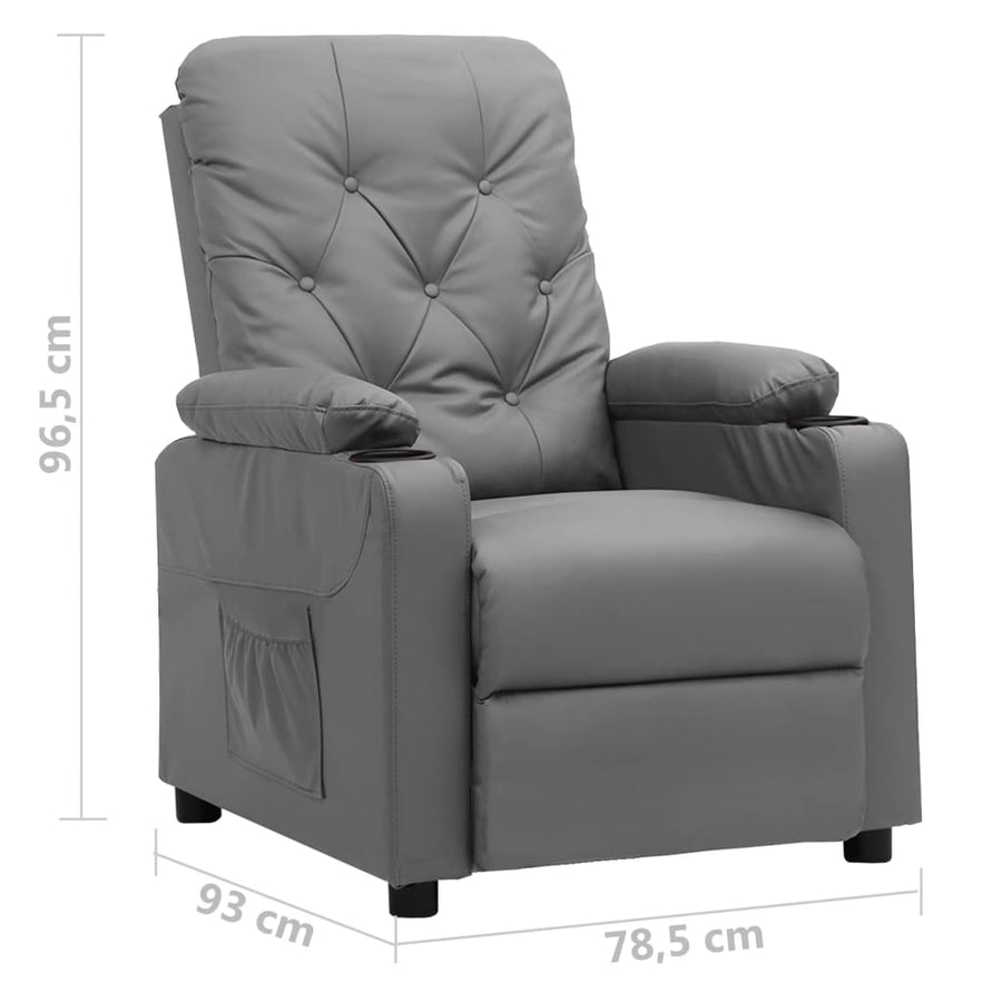 Fauteuil verstelbaar kunstleer grijs