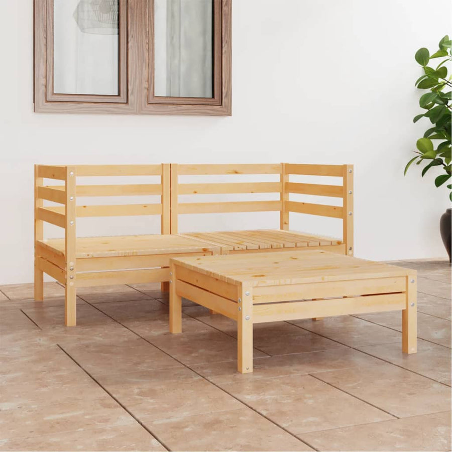 3-Delige Loungeset Massief Grenenhout Wit