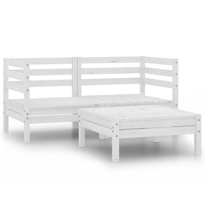 3-Delige Loungeset Massief Grenenhout Wit