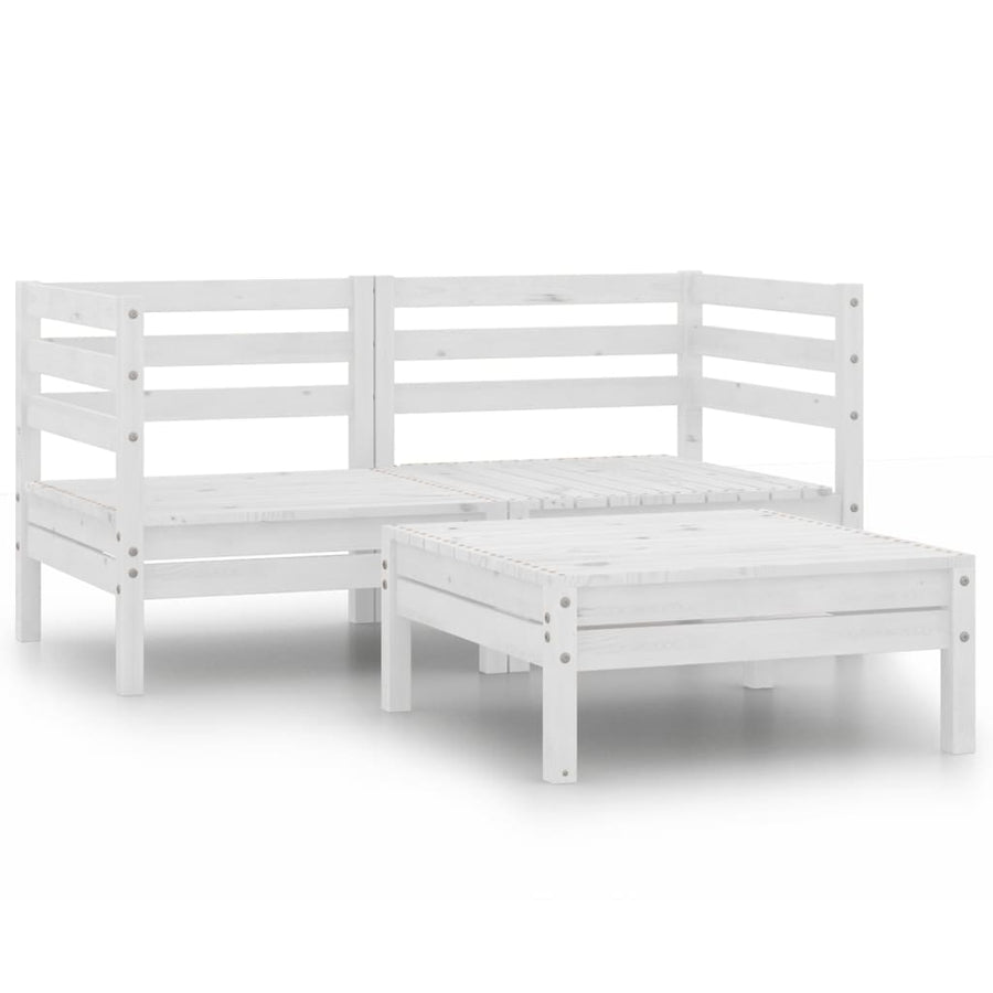 3-Delige Loungeset Massief Grenenhout Wit