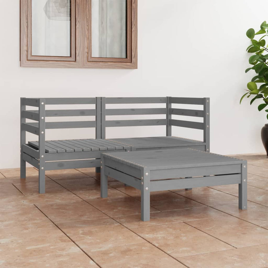 3-Delige Loungeset Massief Grenenhout Wit