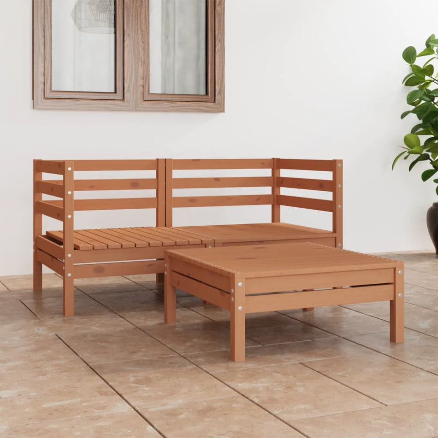 3-Delige Loungeset Massief Grenenhout Wit