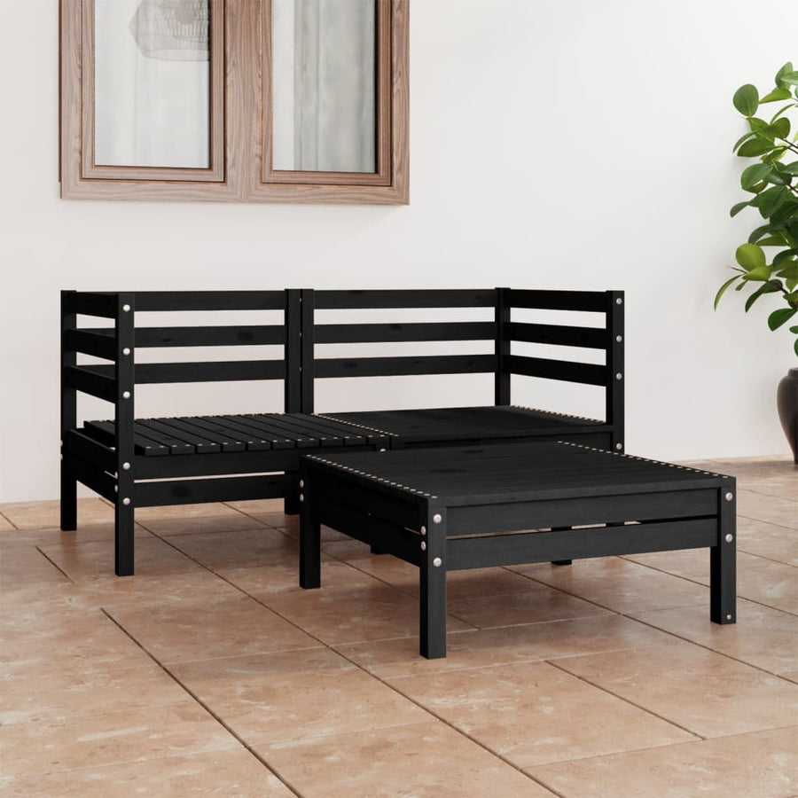 3-Delige Loungeset Massief Grenenhout Wit