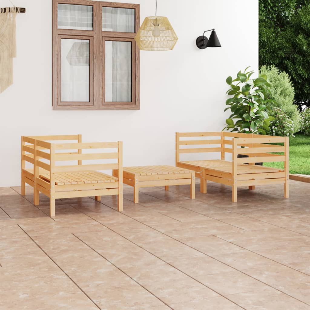 5-Delige Loungeset Massief Grenenhout Wit