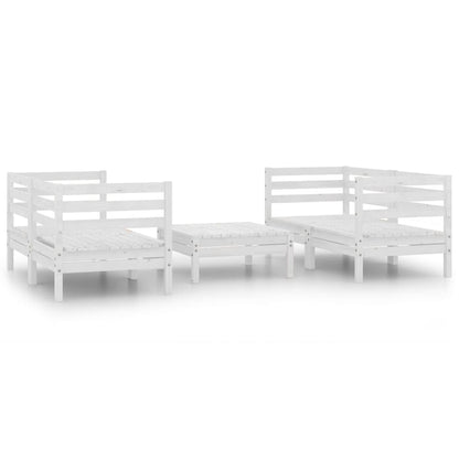 5-Delige Loungeset Massief Grenenhout Wit