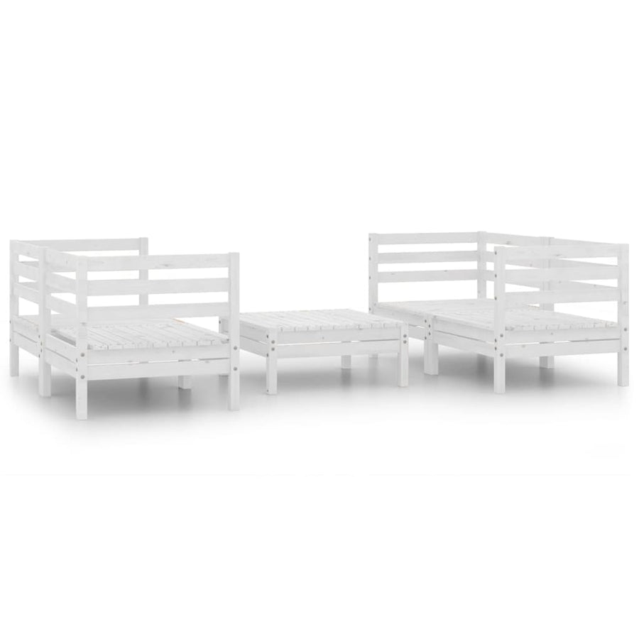 5-Delige Loungeset Massief Grenenhout Wit