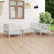 Loungeset 5-delig massief grenenhout wit