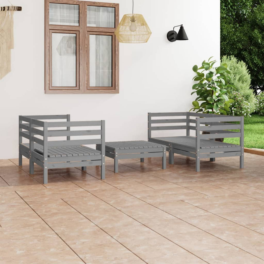 5-Delige Loungeset Massief Grenenhout Wit