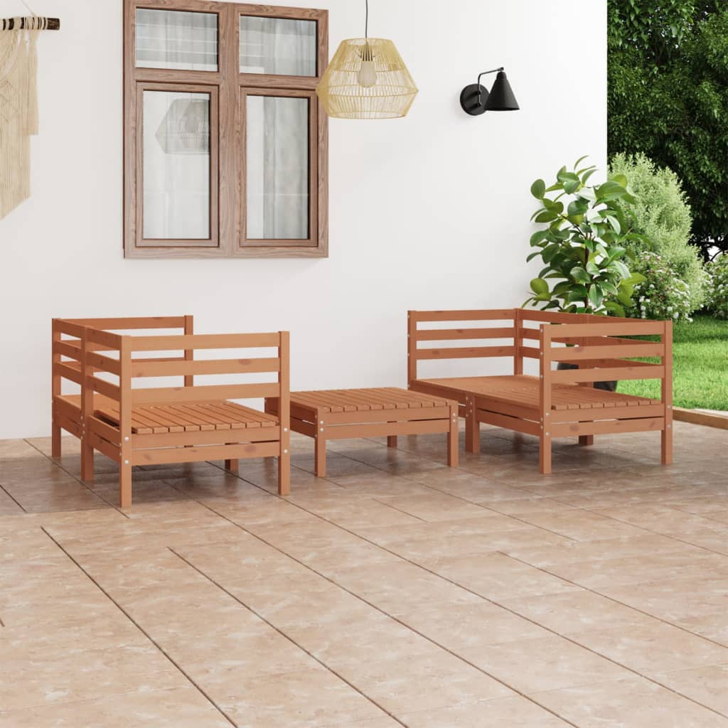 5-Delige Loungeset Massief Grenenhout Wit