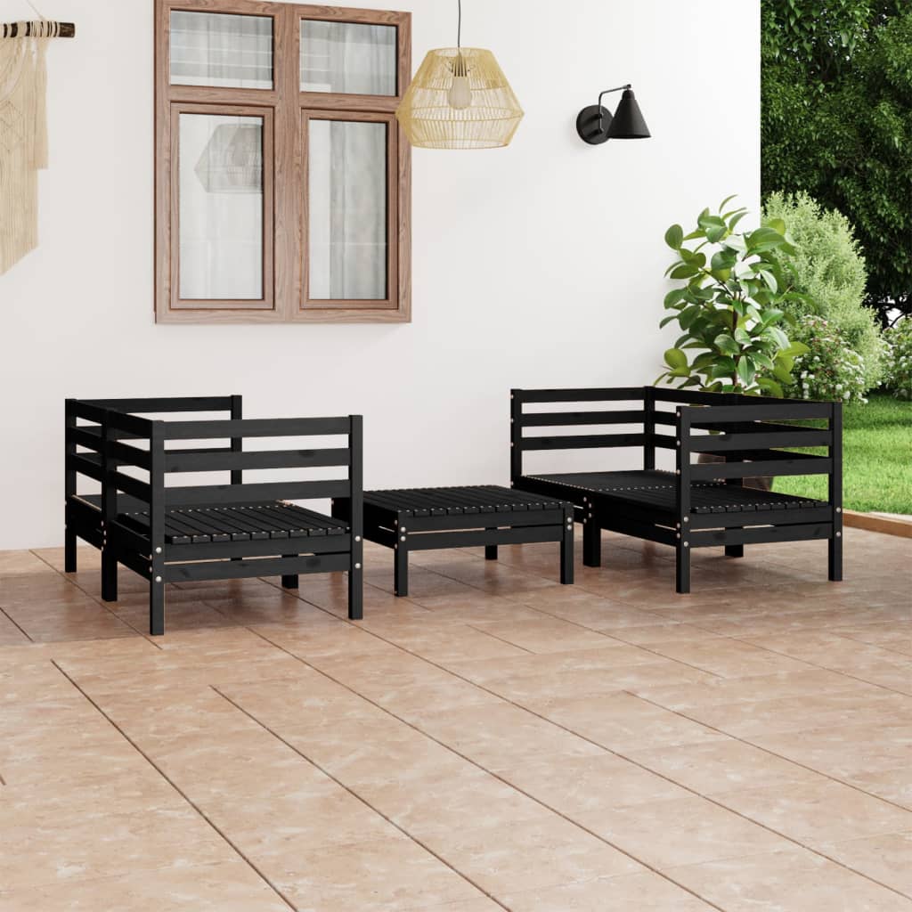 5-Delige Loungeset Massief Grenenhout Wit