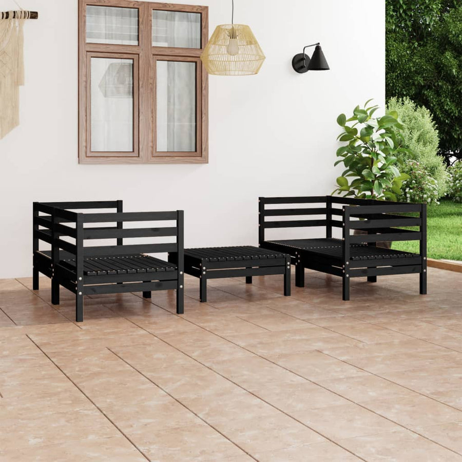 5-Delige Loungeset Massief Grenenhout Wit