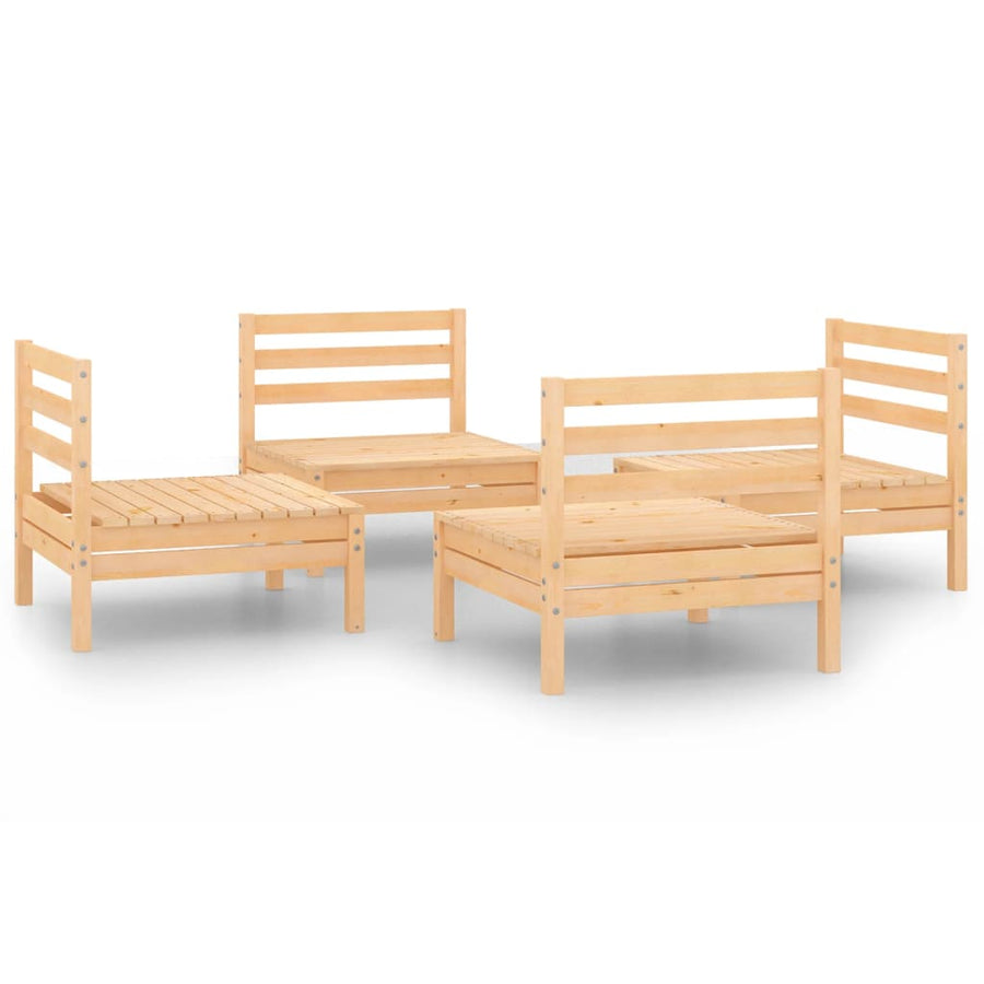 4-Delige Loungeset Massief Grenenhout Bruin