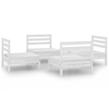 4-Delige Loungeset Massief Grenenhout Wit