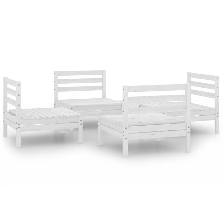 4-Delige Loungeset Massief Grenenhout Wit