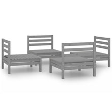 4-Delige Loungeset Massief Grenenhout Grijs