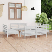 Loungeset massief grenenhout 8-delig wit