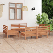 Loungeset 8-delig massief grenenhout honingbruin