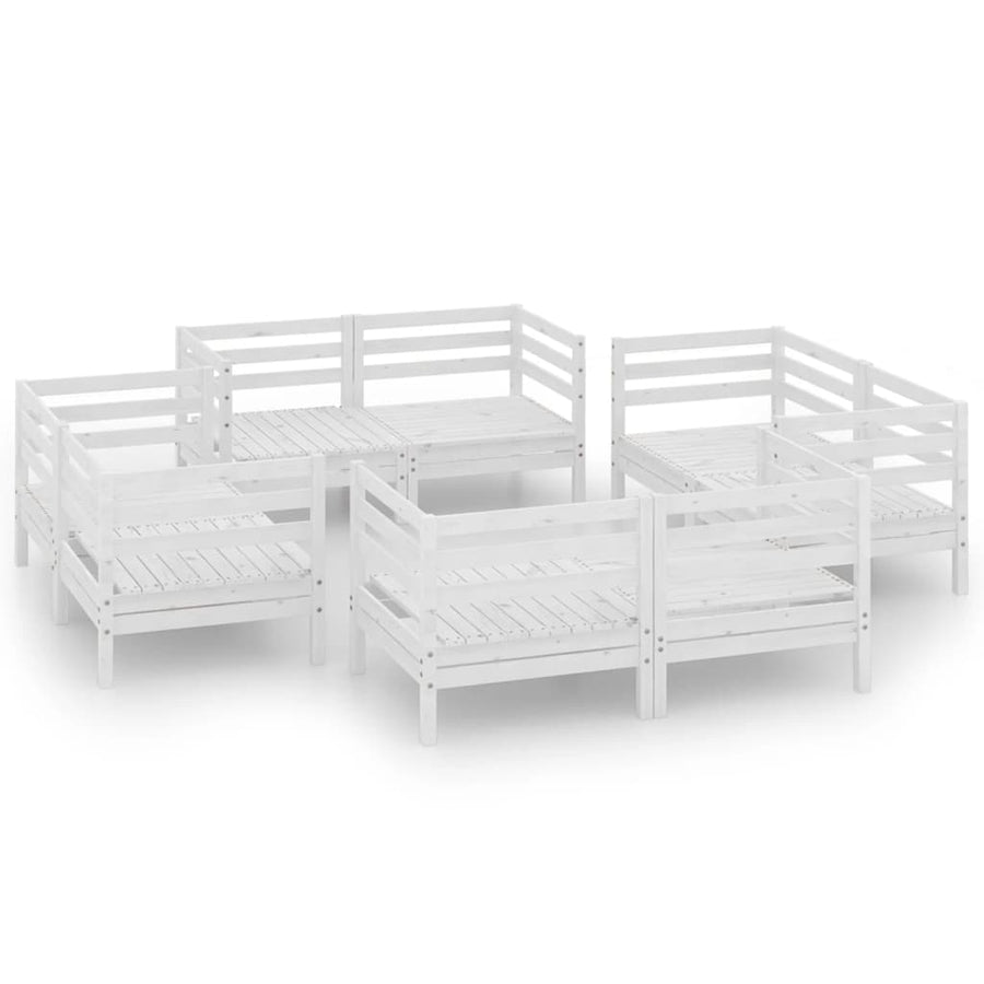 8-Delige Loungeset Massief Grenenhout Wit