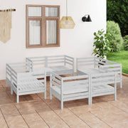 Loungeset 8-delig massief grenenhout wit