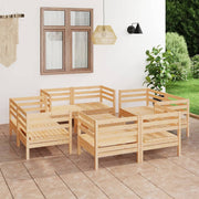 Loungeset 9-delig massief grenenhout bruin