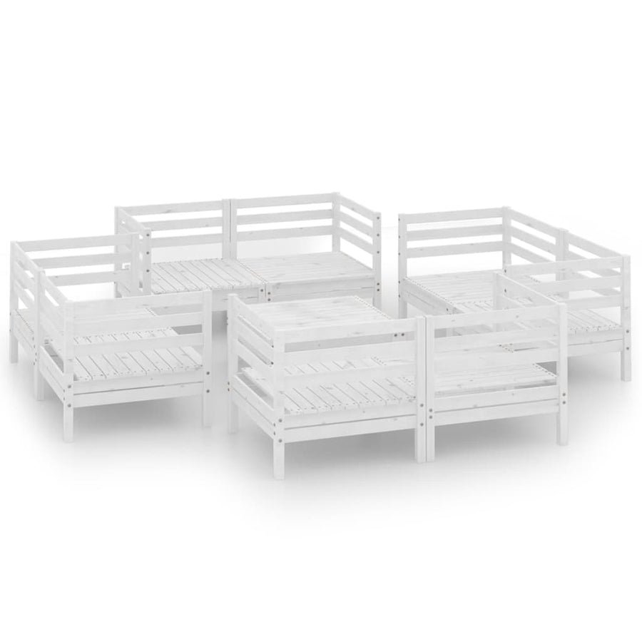 9-Delige Loungeset Massief Grenenhout Wit