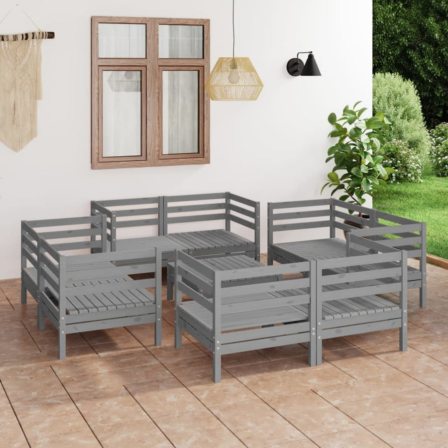9-Delige Loungeset Massief Grenenhout Wit