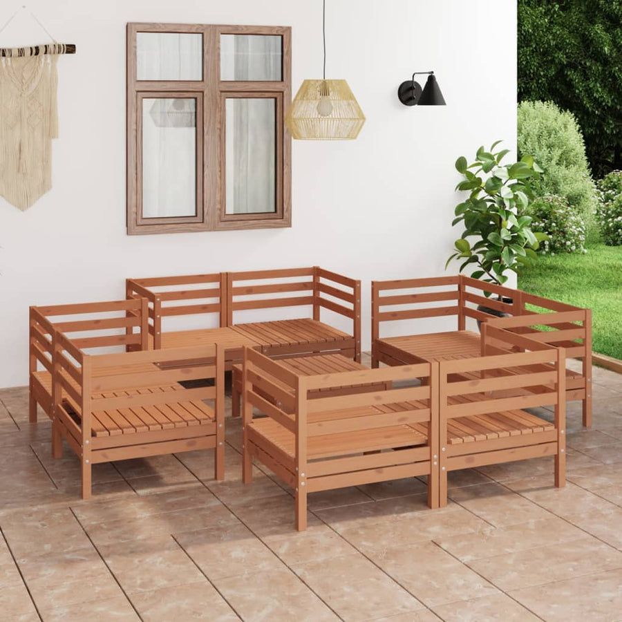 9-Delige Loungeset Massief Grenenhout Wit