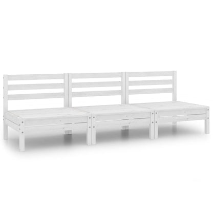 3-Delige Loungeset Massief Grenenhout Wit