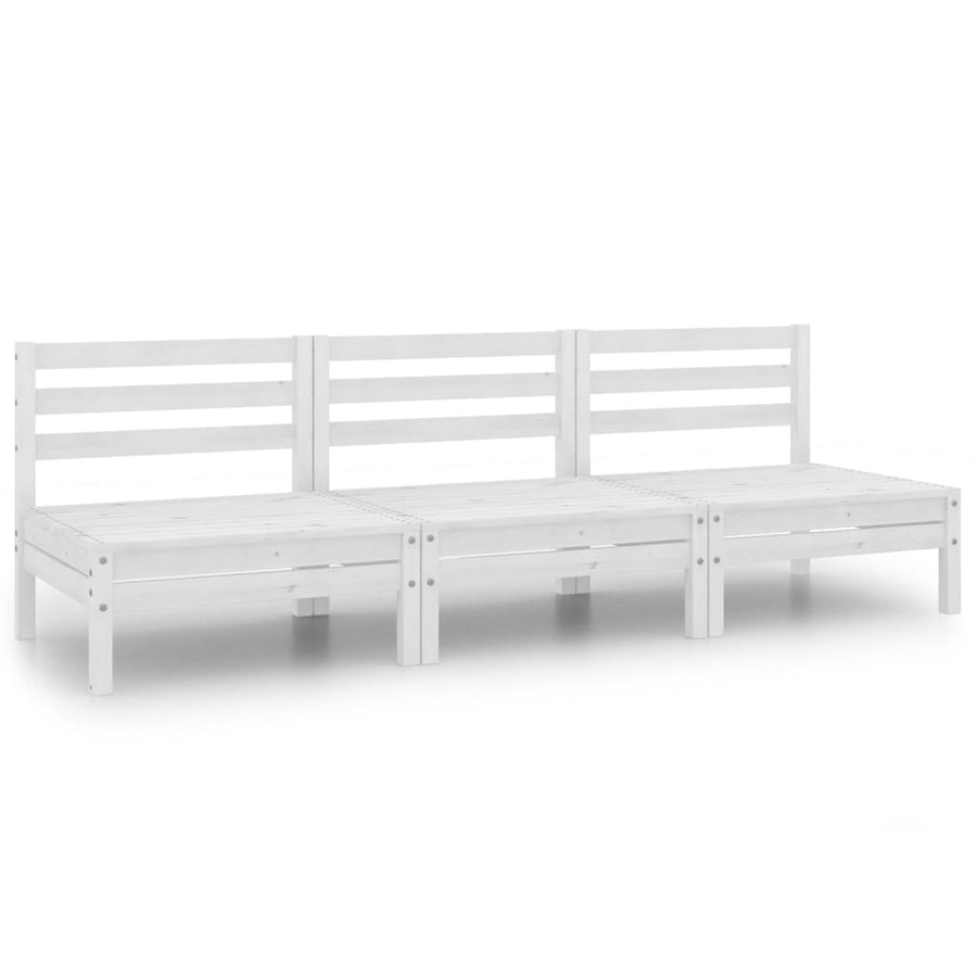 3-Delige Loungeset Massief Grenenhout Wit
