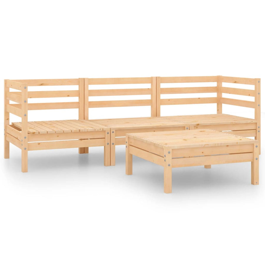 4-Delige Loungeset Massief Grenenhout Bruin