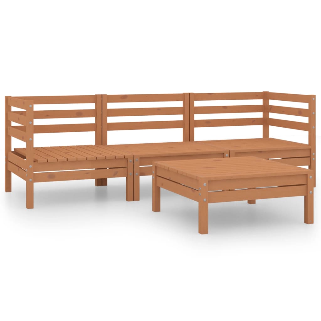 4-Delige Loungeset Massief Grenenhout Honingbruin