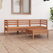 Loungeset massief grenenhout 4-delig honingbruin