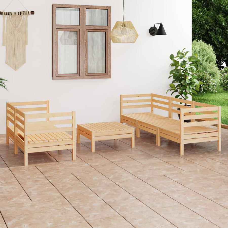 6-Delige Loungeset Massief Grenenhout Bruin